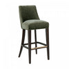 Tabouret de bar moderne Beever en bois avec revetement en chenille vert foret
