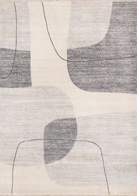 Tapis geometrique gris noir creme Olivia, 7'10