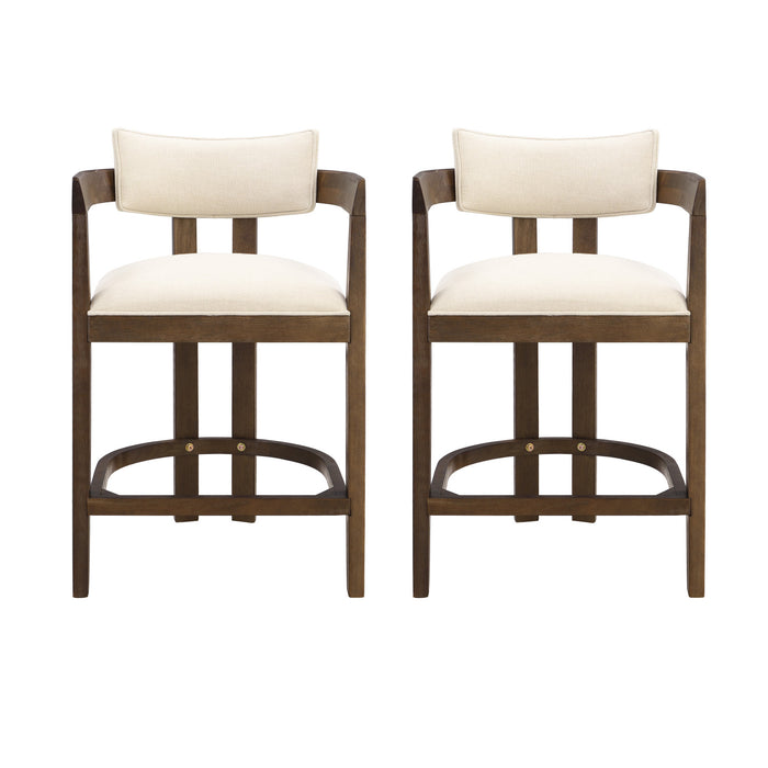 Lucas Ensemble de 2 tabourets de bar en bois de caoutchouc de 26\" avec assise rembourree, noyer