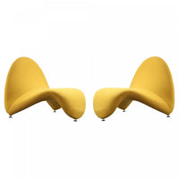 Fauteuil d’appoint moderne en melange de laine MoMa jaune – Lot de 2