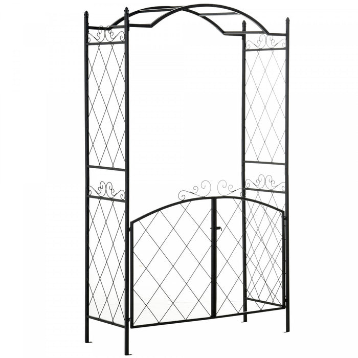 Arche De Jardin En Metal Outsunny De 84,75\" X 19\" Avec Cadre De Jardiniere Grimpante Decor De Jardin Pour Vignes Morning Glory Black