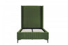 Lit jumeau Promenade style milieu du siecle moderne en velours capitonne vert mousse