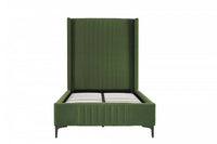  Lit jumeau Promenade style milieu du siecle moderne en velours capitonne vert mousse