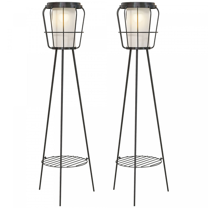 Outsunny Lot De 2 Lampes De Jardin Led Solaires Ou Rechargeables Par Usb