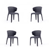 Chaise de salle a manger Conrad style milieu du siecle moderne, rembourree, noire – Lot de 4