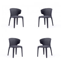 Chaise de salle a manger Conrad style milieu du siecle moderne, rembourree, noire – Lot de 4