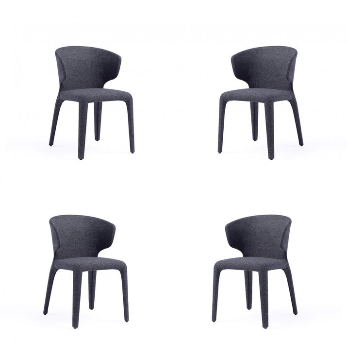 Chaise de salle a manger Conrad style milieu du siecle moderne, rembourree, noire – Lot de 4