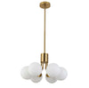 Luminaire suspendu Amanda de Dainolite en verre blanc opale, avec fini laiton vieilli et 6 ampoules