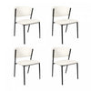 Chaise laterale contemporaine moderne en cuir vegetalien et metal Drift, ivoire - Lot de 4