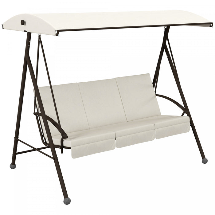 Outsunny Balancoire De Patio 3 Places Avec Auvent Reglable Et Coussins