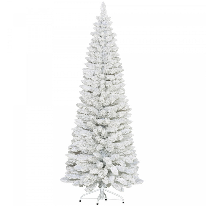 Homcom Sapin De Noel Floque Avec Pointes De Branches Realistes, Blanc