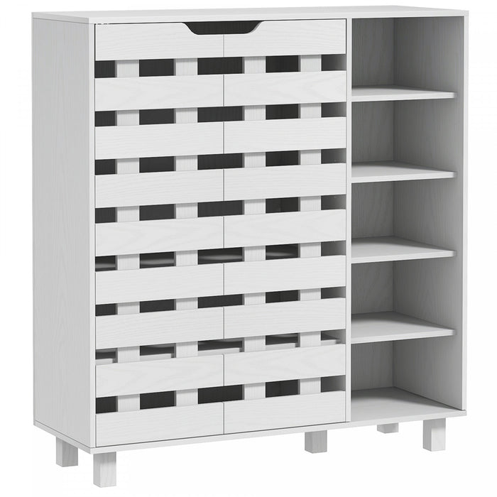 HOMCOM Armoire a chaussures avec placard a 5 niveaux et 5 etageres ouvertes