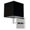 Applique murale Lucas de Dainolite avec abat-jour noir, fini chromé poli et 1 ampoule