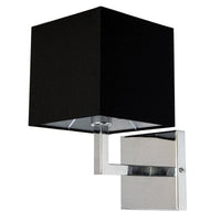 Applique murale Lucas de Dainolite avec abat-jour noir, fini chromé poli et 1 ampoule