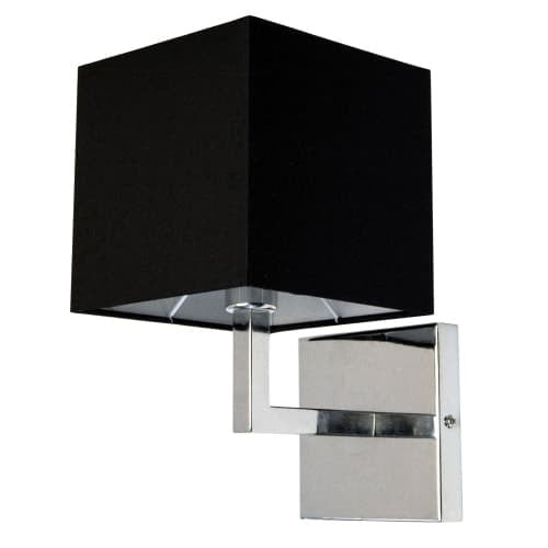 Applique murale Lucas de Dainolite avec abat-jour noir, fini chromé poli et 1 ampoule