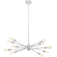 Luminaire suspendu horizontal Nebraska de Dainolite avec fini blanc mat et 10 ampoules
