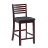 Tabouret Torino de hauteur comptoir en similicuir avec dossier en échelle - merlot