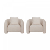 Fauteuil lounge Sylvia en tweed moderne et glamour, finition Poussiere d’or - Lot de 2