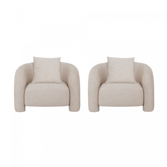 Fauteuil lounge Sylvia en tweed moderne et glamour, finition Poussiere d’or - Lot de 2