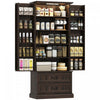 HOMCOM Armoire de cuisine 72\" avec eclairage LED et etageres de porte, Brun