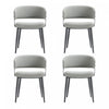 Chaise de salle a manger moderne Luce en cuir vegetalien texture et metal, gris pierre - Lot de 4