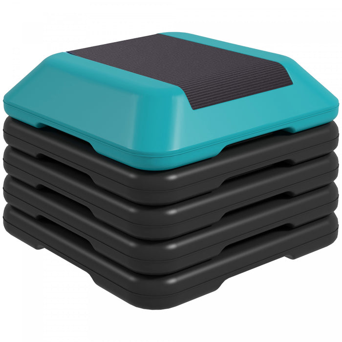 Soozier Stepper d'exercice aerobique, stepper reglable a 5 niveaux, bleu
