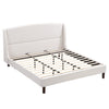 Lit Ellison a Plateforme Rembourre en Tissu avec Tete de Lit Ailes et Lattes en Bois, Taille King - Beige
