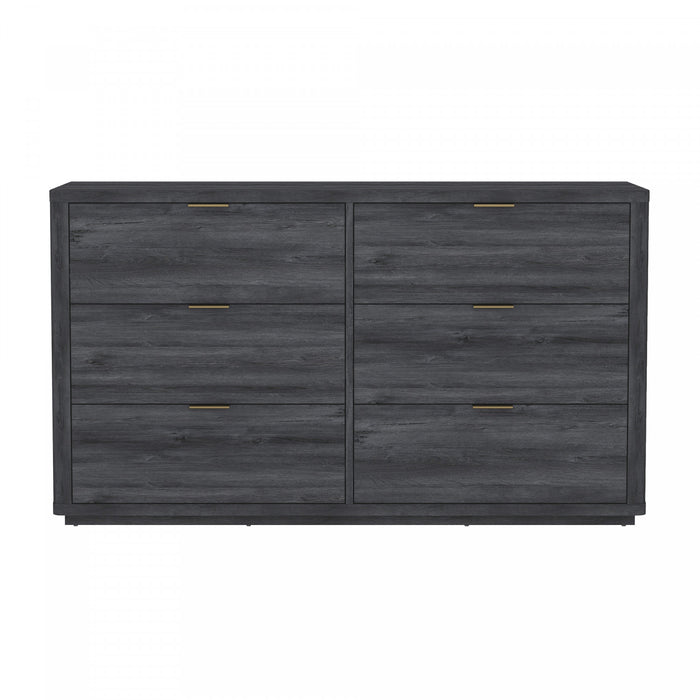 Commode moderne Evelyn 60\" en gris charbon (6 tiroirs)