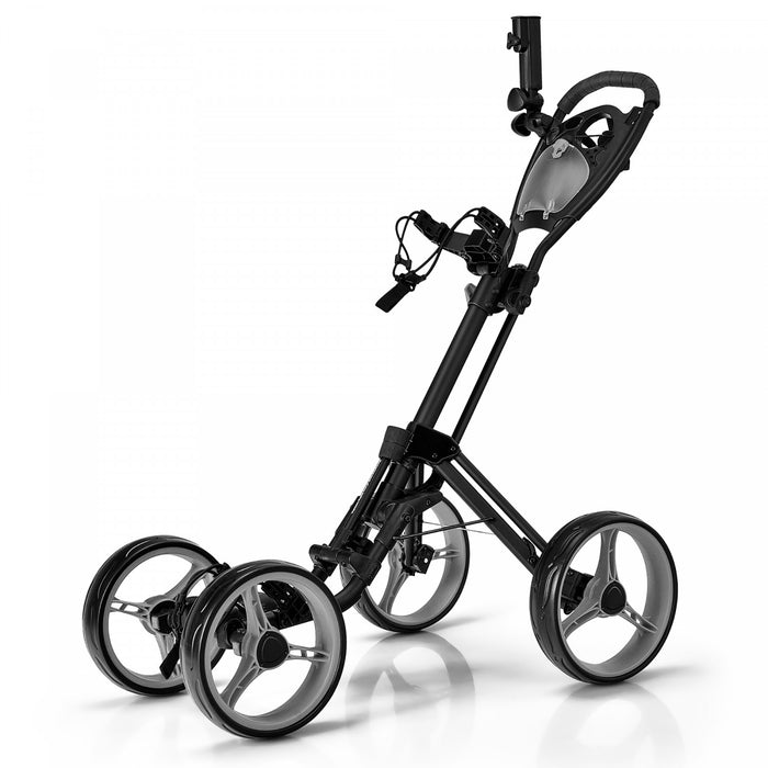 Goplus Pliant 4 Roues Golf Pousser Chariot W / Frein Tableau De Bord Poignee Reglable Gris