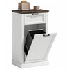 HOMCOM Meuble a Poubelle Basculant 38L avec Tiroir Effet Bois Blanc