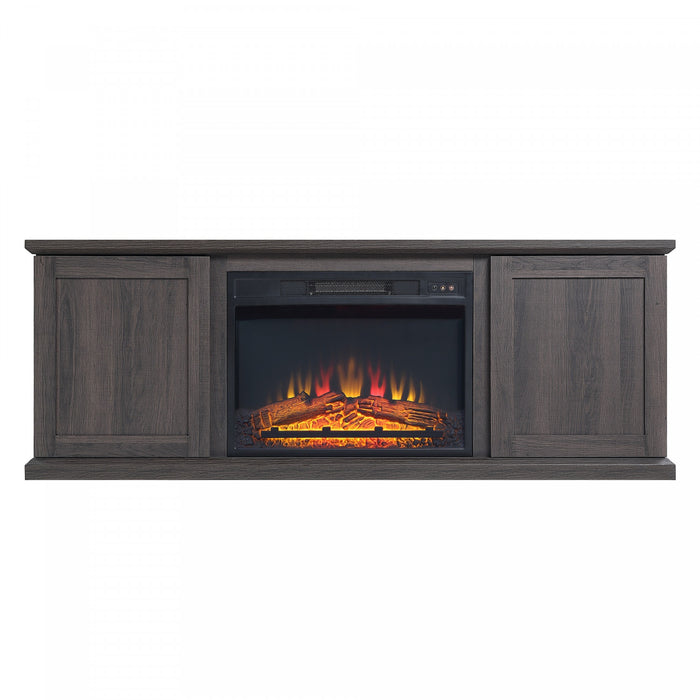 Foyer electrique moderne Franklin style ferme, 2 pieces, noir et brun