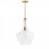 Grand luminaire suspendu Petalite de Dainolite en verre transparent, avec fini laiton vieilli et 1 ampoule