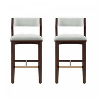 Tabouret de bar moderne Patricia en bois avec revetement blanc glacier - Lot de 2
