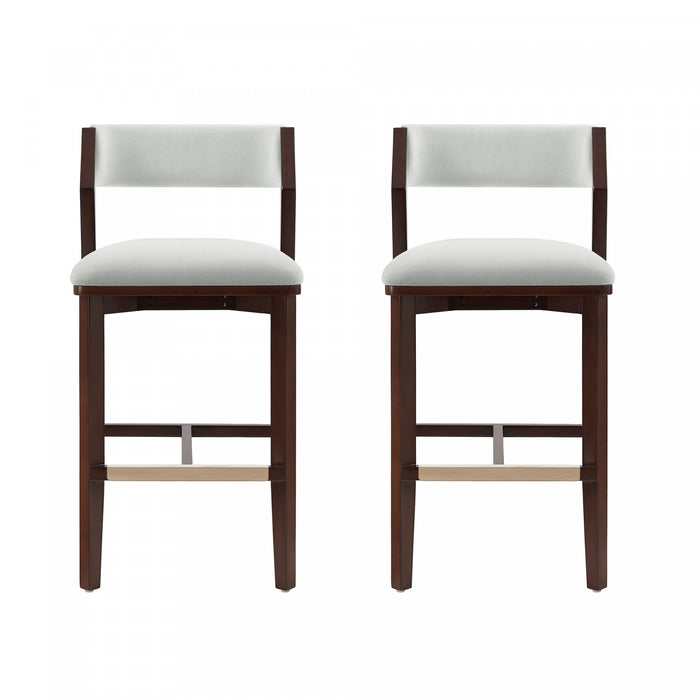 Tabouret de bar moderne Patricia en bois avec revetement blanc glacier - Lot de 2