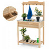 Station De Travail En Bois De Table En Bois De Jardin En Plein Air Costway W/metal Top Open Shelf