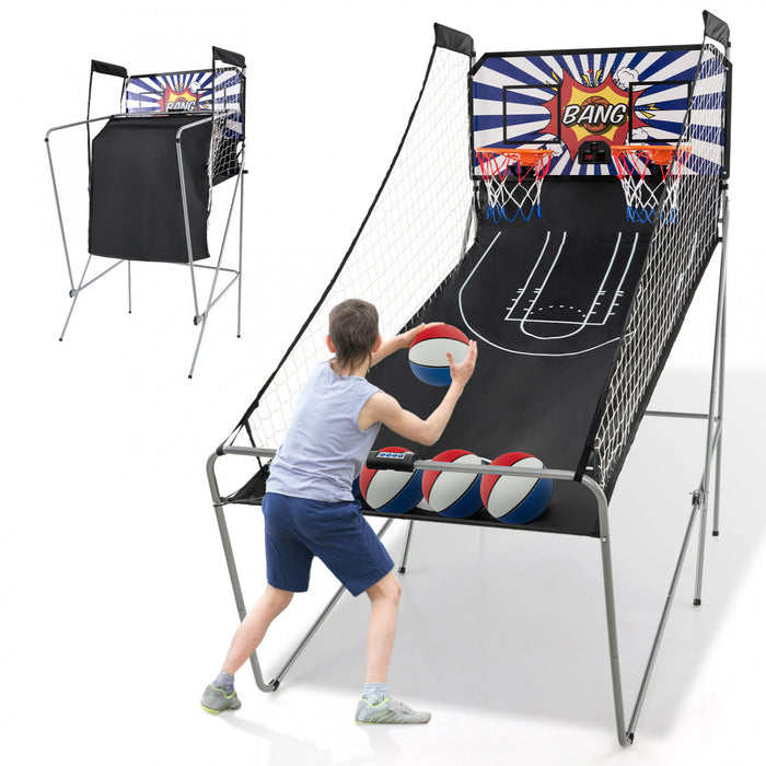 Costway Double Shot Basketball Arcade Game Avec 8 Modes De Jeu Arcade Son Electronique Scoring Blanc