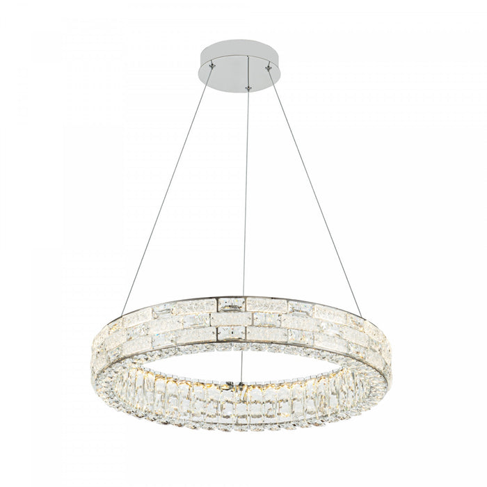 Lustre A Del Integrees Elegance 24 po, Chrome Avec Verres En Cristal