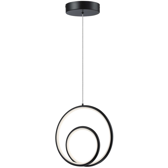 Luminaire suspendu Gabriel de Dainolite en silicone blanc qui diffuse la lumière, avec fini noir mat et ampoule à DEL de 22 W