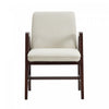 Fauteuil moderne en bois et velours Stella, coloris creme