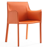 Chaise de salle à manger Paris de Manhattan Comfort en cuir à équipement - corail