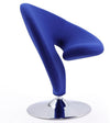 Fauteuil d’appoint pivotant Curl de Manhattan Comfort en chrome poli et en mélange de laine - bleu