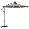 Outsunny 10ft Parapluie Cantilever D'exterieur Avec Eclairage Solaire Kaki