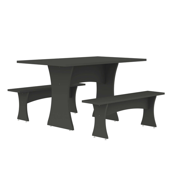 Ensemble de salle a manger Coney style milieu du siecle, 3 pieces, gris charbon