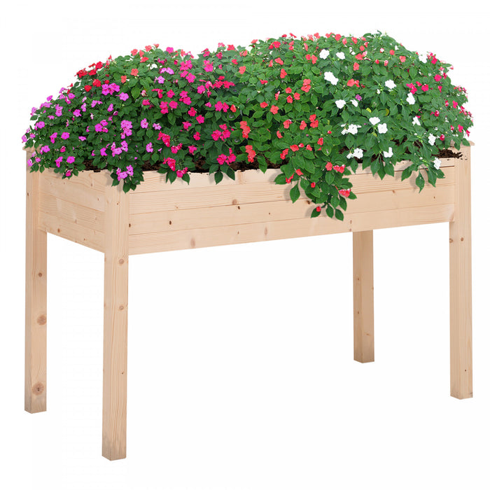 Outsunny Jardiniere Sur Pieds Potager Dim. 122l X 56l X 76h Cm Inserts D\u0092irrigation + Feutre De Drainage Inclus Bois Massif Sapin