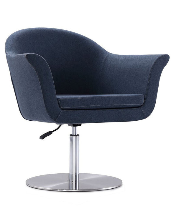 Chaise d’appoint réglable pivotante Voyager de Manhattan Comfort en métal brossé et en tissu - bleu fumé