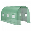 Outsunny 11.5 'x 6.6' X 6.6' Tunnel De Plain-pied Serre De Jardin Pour Plantes De Jardin Maison Chaude D'exterieur Avec Porte Enroulable, Fenetres, Couverture En Pe Vert