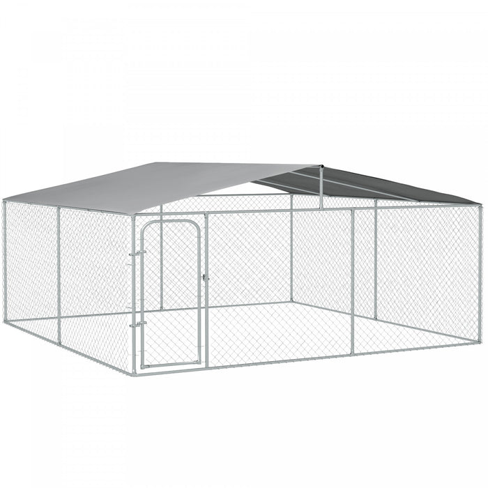 Pawhut Niche D'exterieur Pour Chien Robuste Avec Acier Galvanise, Verrouillage Securise, Parois Laterales En Maille, Housse Impermeable, Pour Jardin Et Terrasse, 15,1' X 15,1' X 7,5'