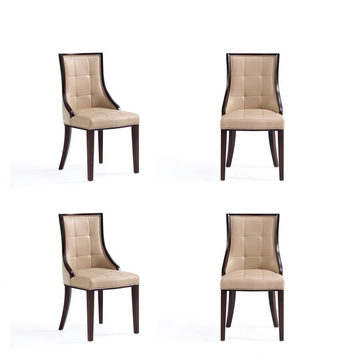 Chaise de salle a manger traditionnelle en bois avec revetement en tissu beige Fifth Avenue - Lot de 4