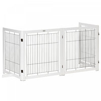 Pawhut Barriere De Securite Pour Animaux Barriere Modulable Pliable 4 Panneaux En Bois De Pin Massif