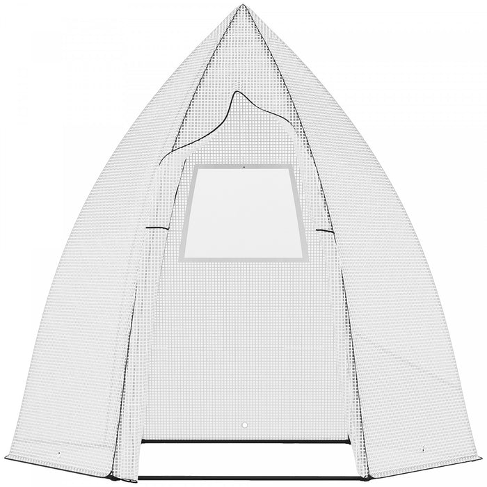 Outsunny 63\" X 54\" X 71\" Serre De Jardin Serre Portative Pour Plantes Avec Porte A Glissiere Et Fenetre Pour Exterieur, Jardin, Patio, Blanc